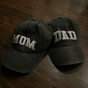 Black 'Mom' and 'Dad' Caps